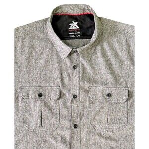 Zeroxposur Travel Series Men’s Lg Gray Vented Short Sleeve Button-Up Performance